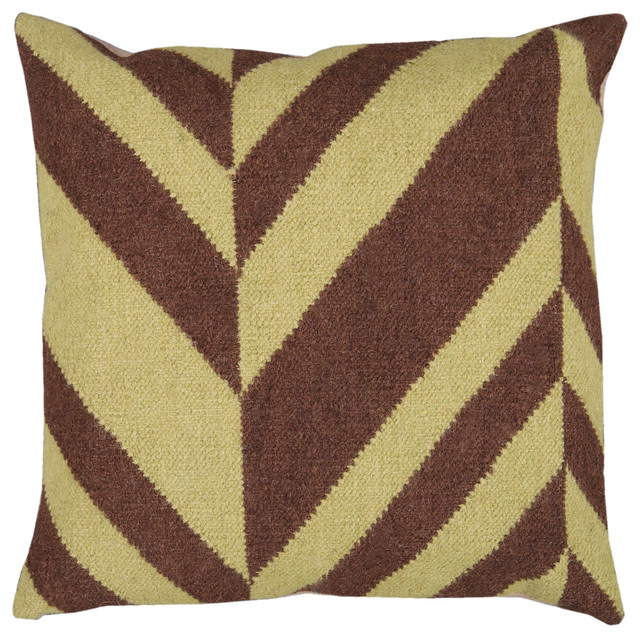 Slanted Stripe Pillow with Down Insert, 18"x18"x4" Contemporary