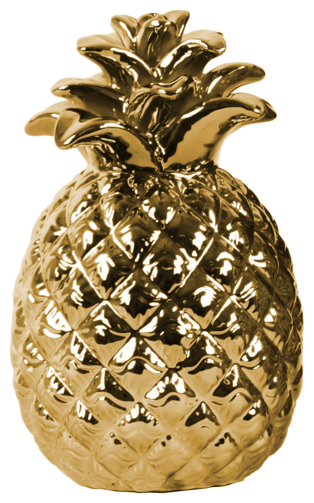 Pineapple Figurine with Embossed Lattice Design in Gold