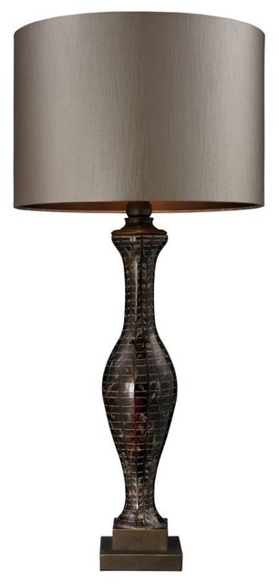 Hand Painted Glass Table Lamp, Bronze