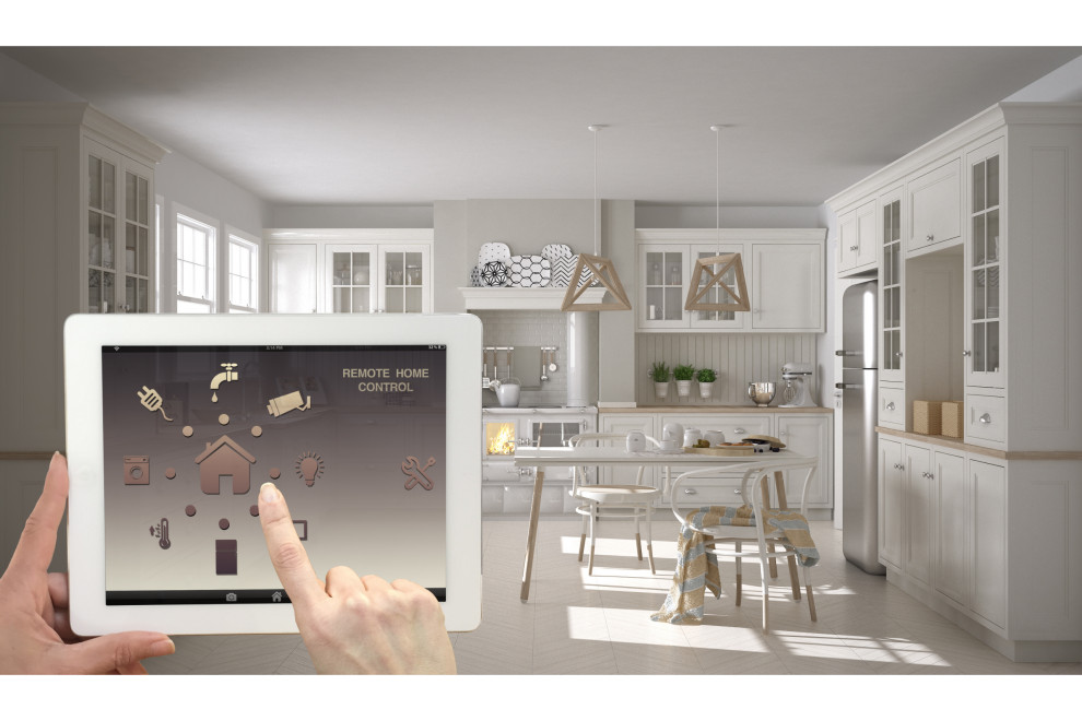image of a kitchen-dining with smart home feature.