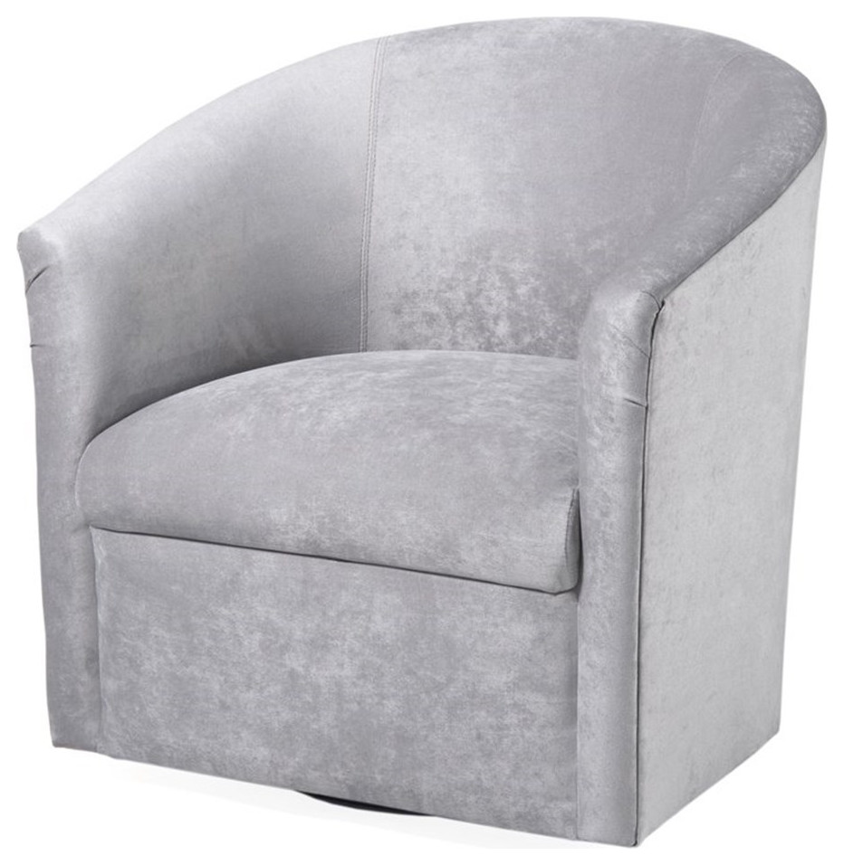 Bowery Hill Transitional Microfiber Swivel Accent Chair in Gray