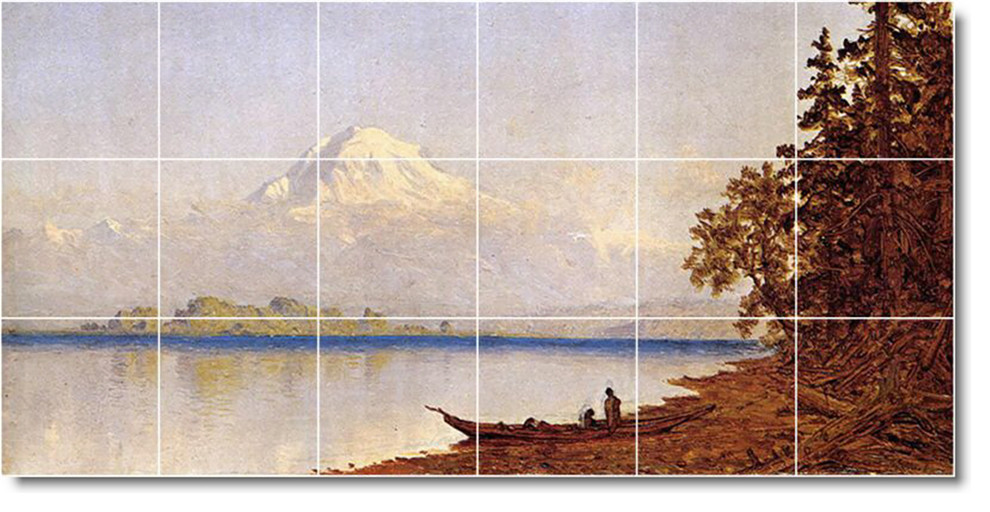 Sanford Gifford Waterfront Painting Ceramic Tile Mural 333, 72" Wide x