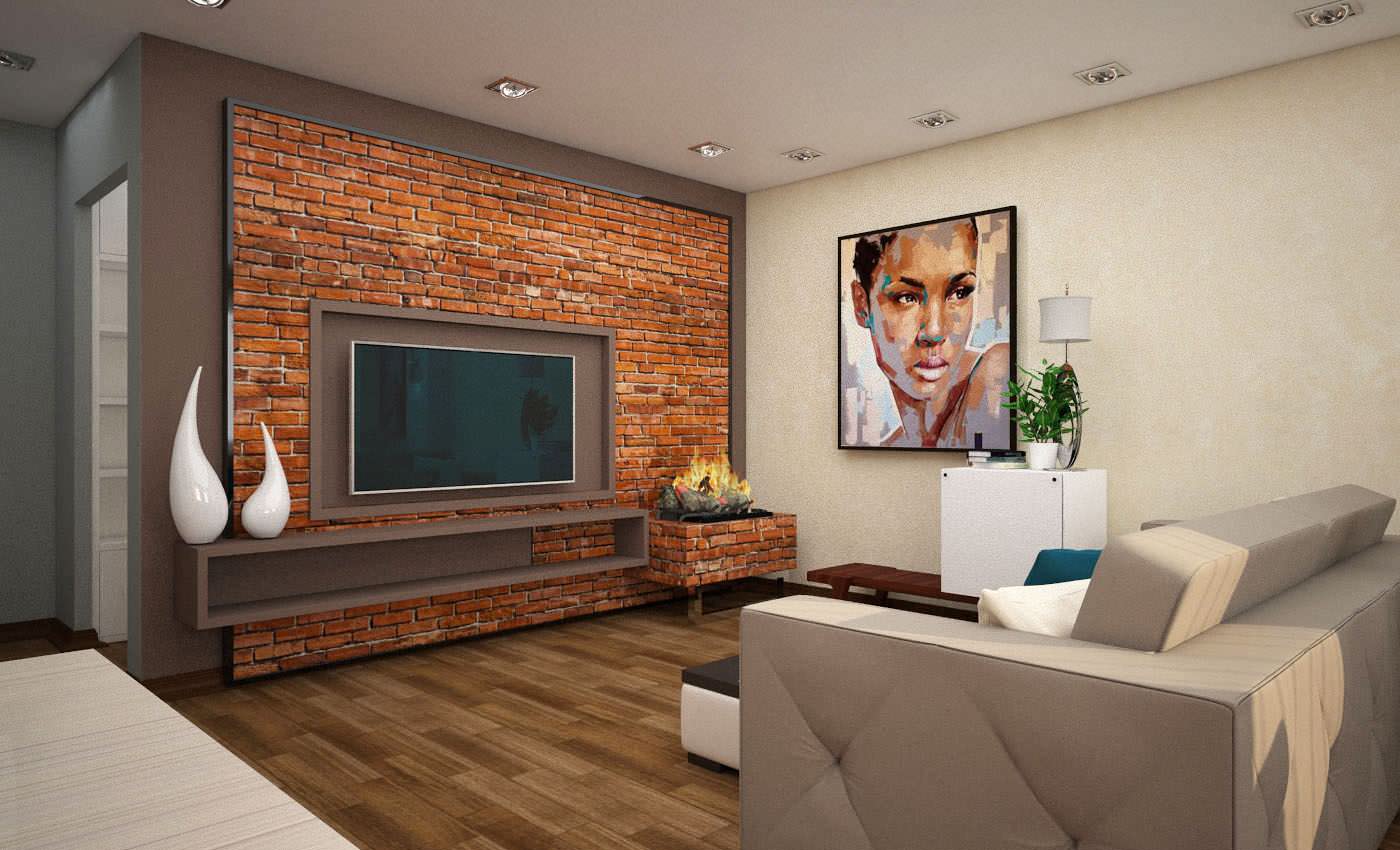 Квартира на Челюскинцев. Студия. Гостиная с кухней.