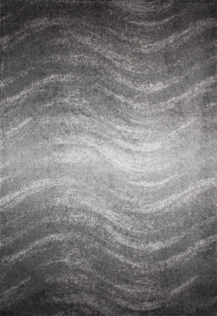 Contemporary Ombre Waves Polypropylene Rug, Gray, 7'6"x9'6"