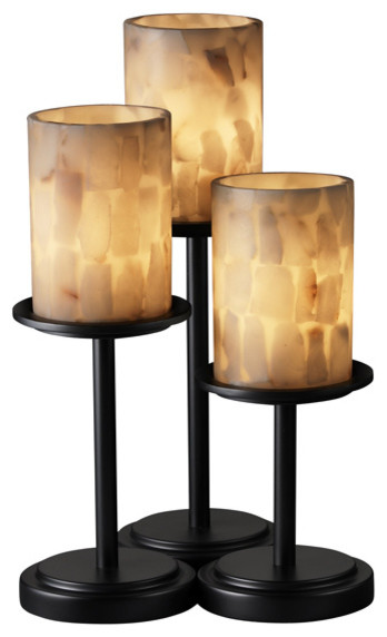 Alabaster Rocks! Dakota 3-Light Table Lamp, Cylinder/Flat, Black