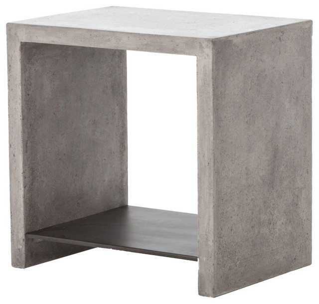 Welake Concrete Side Table, Gray Contemporary Side Tables And End