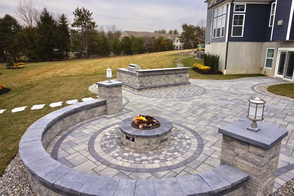 Freehold, NJ: Contemporary Patio, Fire Pit, Bar & Kitchen