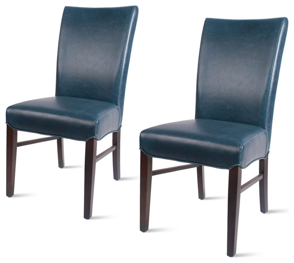 New Pacific Direct Milton 19.5" Bonded Leather Chair in Blue (Set of 2)