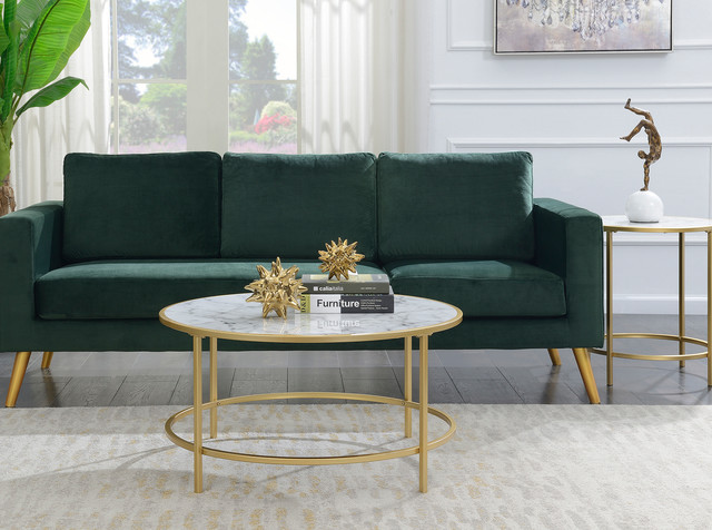 Gold Coast Faux Marble Round Coffee Table Modern Chicago By Convenience Concepts - Round Coffee Table Gold Coast Gold Coast Faux Marble Round Coffee Table Modern Chicago By Convenience Concepts - Round Coffee Table Gold Coast