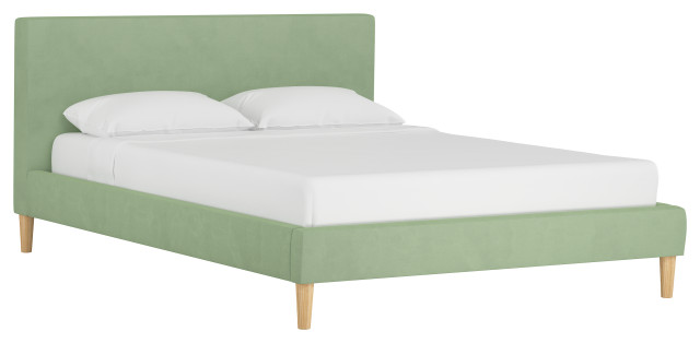 Dunn Straight Platform Bed Lulu Sage, Green Metal Bed Frame