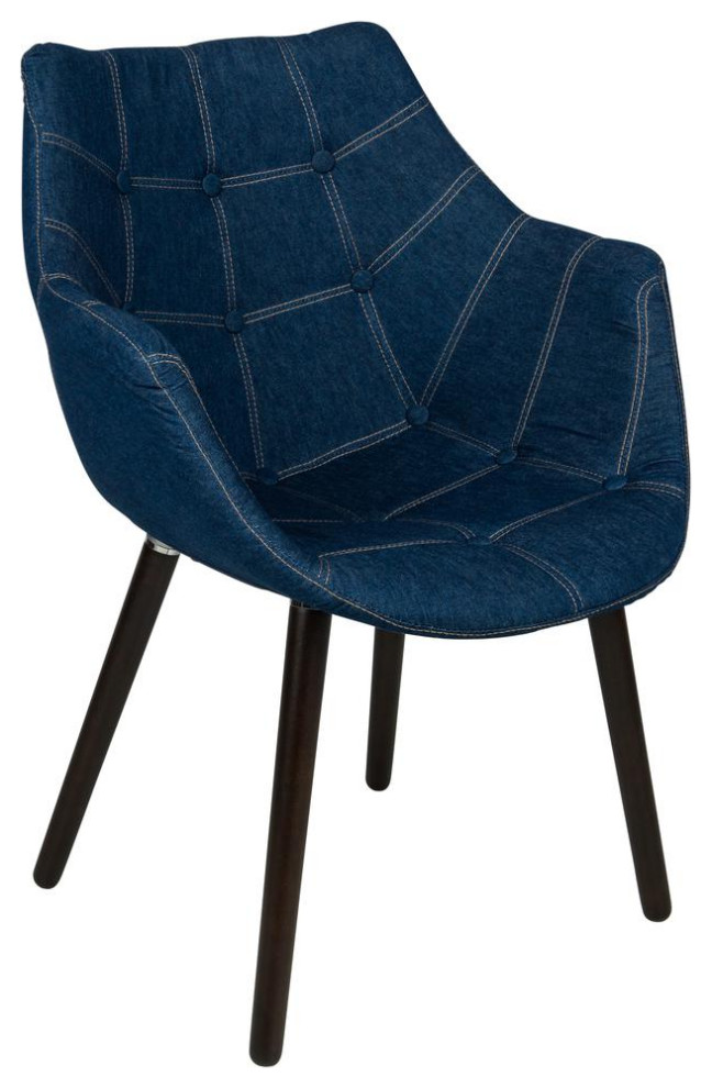 Leisuremod Milburn Tufted Denim Lounge Chair Ma23Dbu