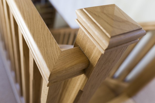 New solid oak staircase in North Dorset, England. Including bespoke bookcase. traditional-staircase
