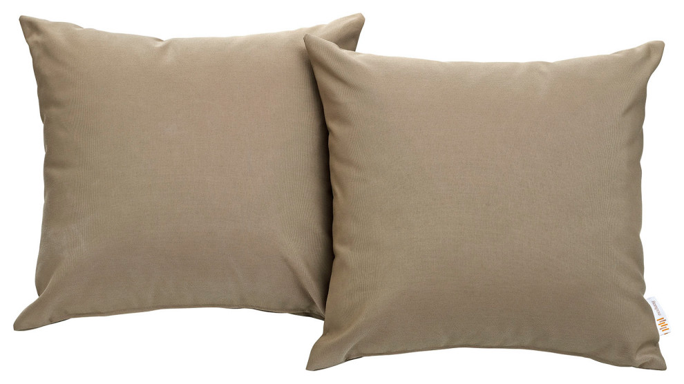 Convene 2-Piece Outdoor Wicker Rattan Pillow Set, Mocha