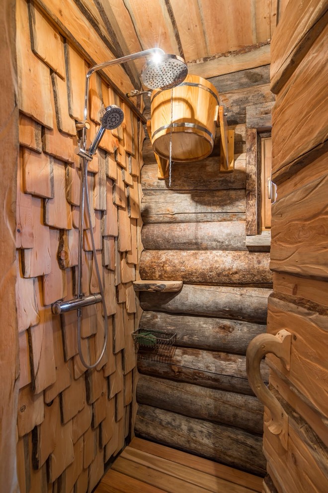 Inspiration for a country bathroom in Other with with a sauna.