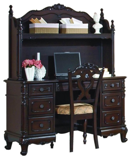 Homelegance Cinderella Double Drawer Pedestal Writing Desk In Cherry