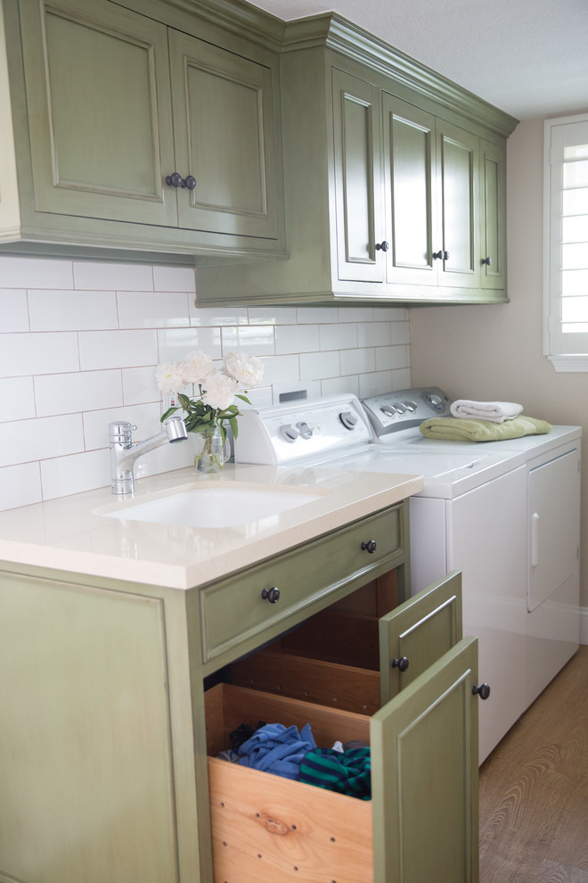Traditional laundry room in Orange County.