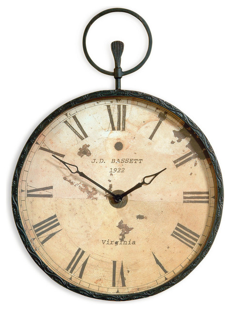 Pocket Watch-Style Wall Clock in Antique Bronze Frame
