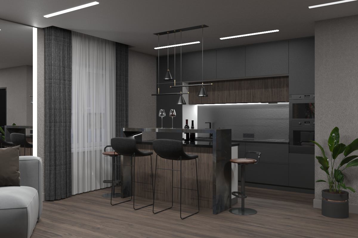 кухня-гостиная в ЖК Парк Апрель