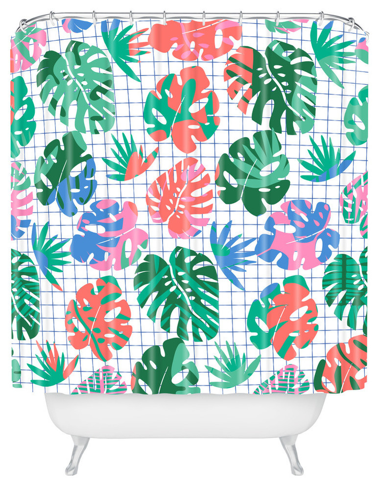 Zoe Wodarz Tropical GridShower Curtain, Standard Tropical Shower