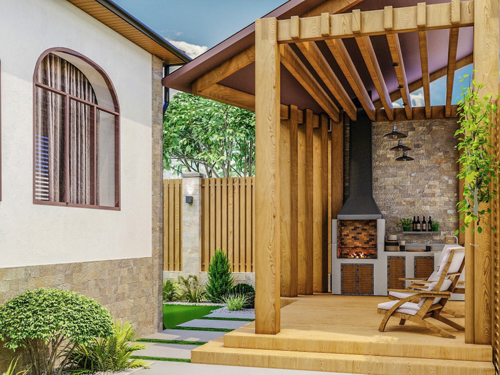 Благоустройство двора частного дома 250кв м