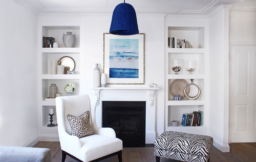 Pantone Color Of The Year 2020 Classic Blue in a living room.