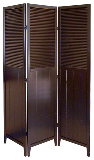 Ore International Shutter Door 3 Panel Room Divider View In Your 70 Tall 3 Panel Screen Room Divider Shutter Door With Espresso