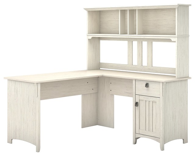 60" Bush Furniture Salinas L Shaped Desk With Hutch Craftsman Desks And Hutches by Bush