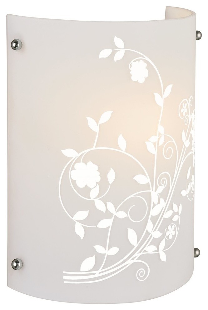 Wall Lamp, Printed Frost Glass Shade, E27 Cfl 20W,Dci