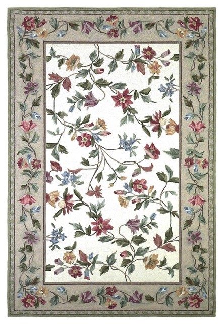 Country & Floral Colonial Area Rug, Rectangle, Ivory, 1'8"x2'6"