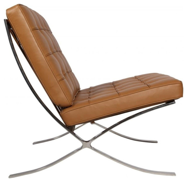 Barcelona Modern Full Grain Italian Leather Chair Contemporary Armchairs And Accent Chairs