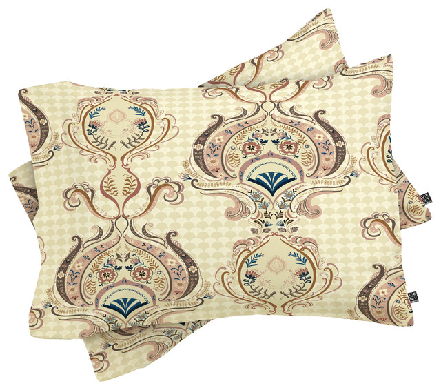 Pimlada Phuapradit Pink And Off White Floral Damasks Pillow Shams, King