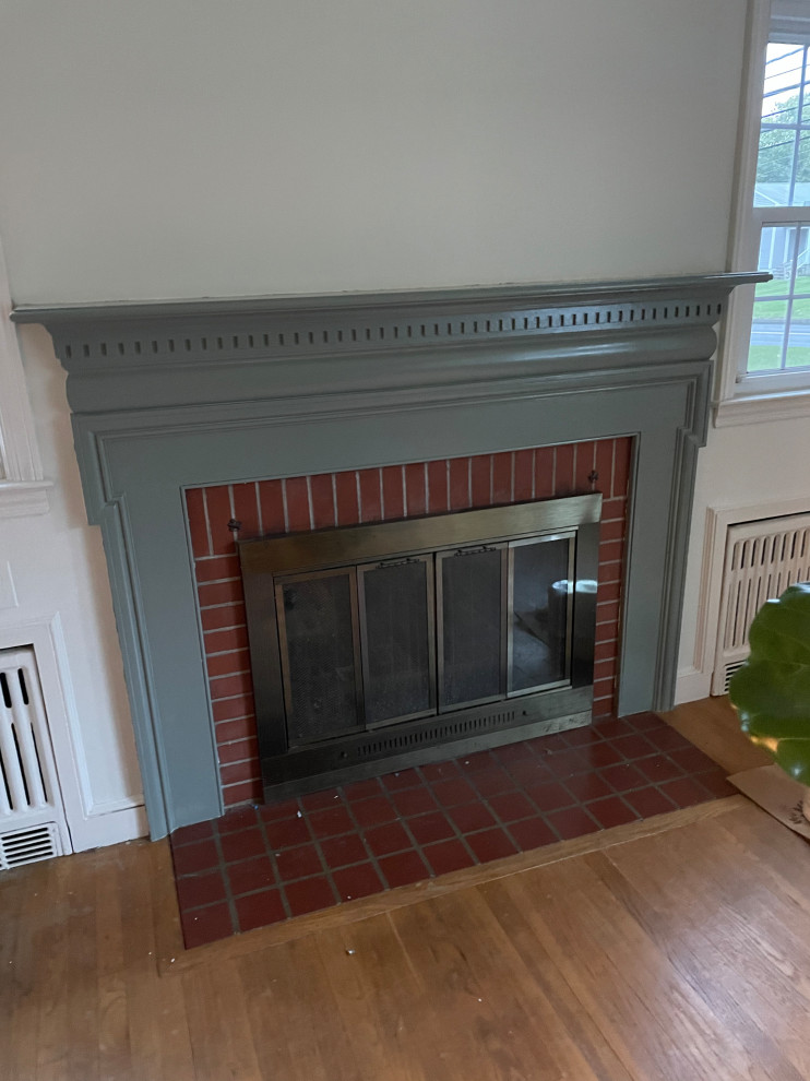 Help!! We painted our fireplace BM Intrigue & not sure about the brick ...