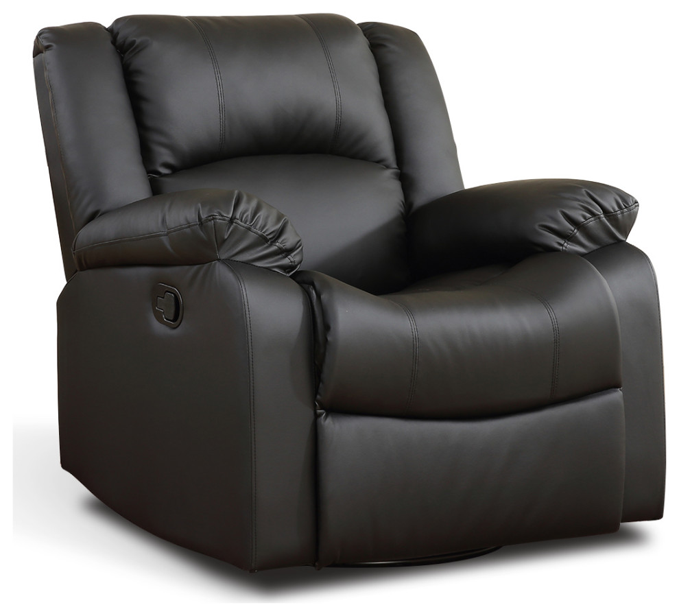 Faux Leather Rocker Swivel Glider Chair, Black