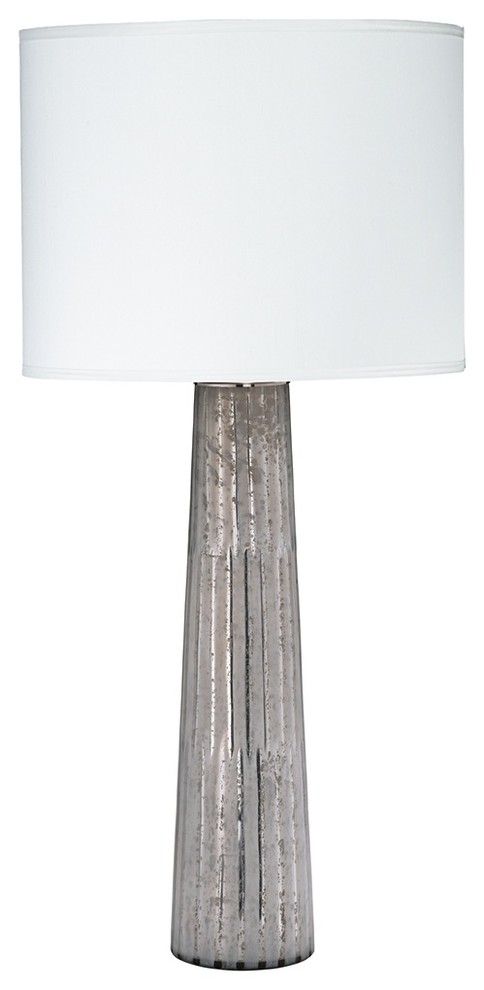 Contemporary Jamie Young Striped Silver Pillar Etched Glass Table Lamp