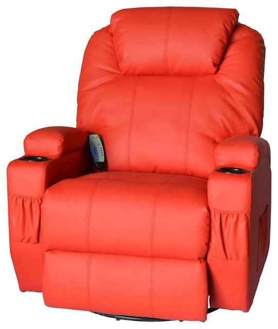 Deluxe Heated Vibrating PU Leather Massage Recliner Chair