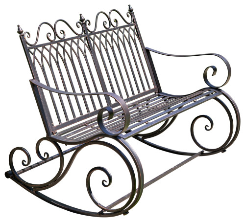 Iron Rocking Garden Bench "Tatiana", Antique Bronze