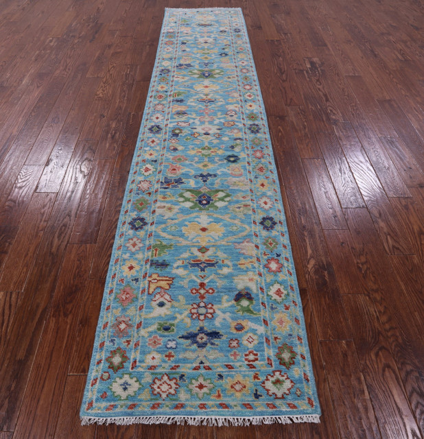 2' 6" X 11' 6" Turkish Oushak Hand Knotted Wool Runner Rug - Q14986