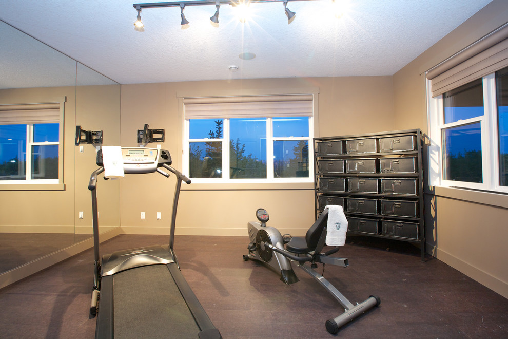 Traditional home gym in Calgary.