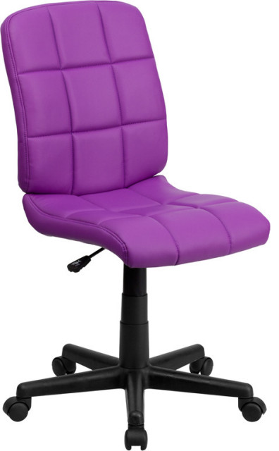 Mid-Back Quilted Vinyl Swivel Task Office Chair with Arms