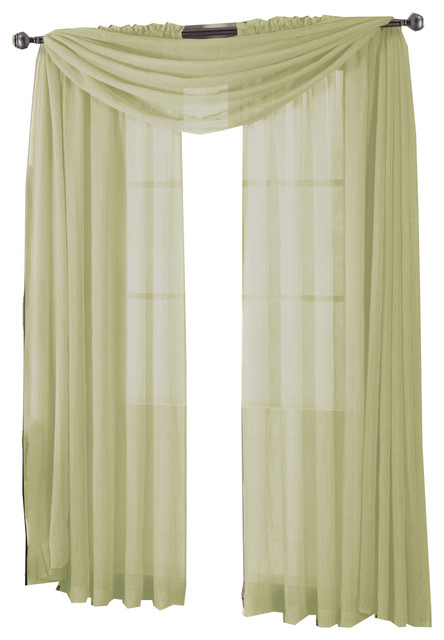 Abri Single Rod Pocket Sheer Curtain Panel, Spring Green, 50"x63"