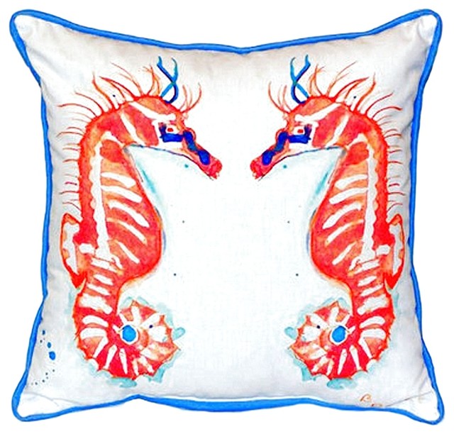 Coral Sea Horses Extra Large Zippered Pillow 22x22