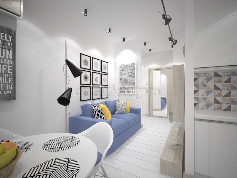 Прямоугольная студия 36 кв.м