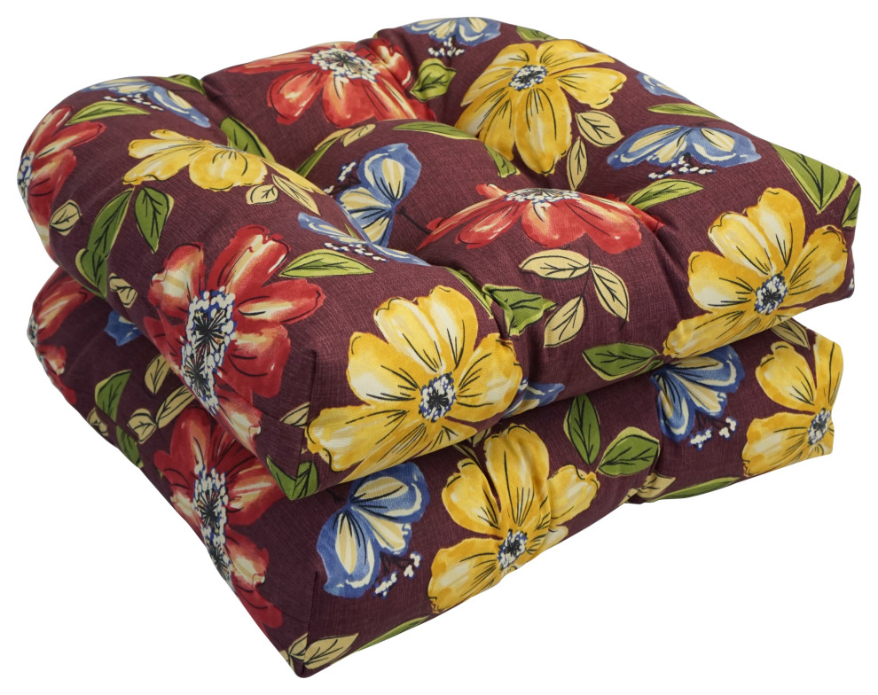 19" UShaped Dining Chair Cushions, Set of 2, Mcjanice Eggplant