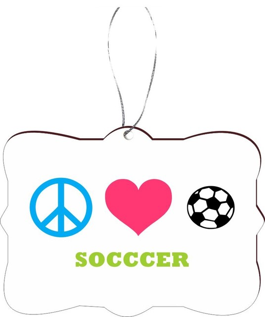 Peace Love Soccer Design Rectangle Christmas Tree Ornament