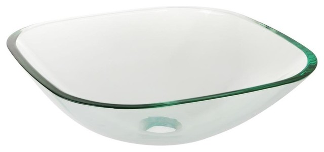 Tempered Clear Square Glass Vessel Sink