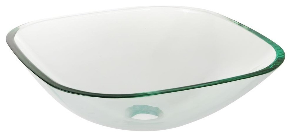 Tempered Clear Square Glass Vessel Sink