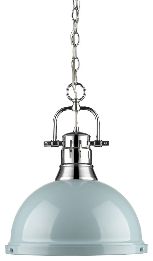 Golden Lighting 3602-L CH-SF Duncan 1 Light Pendant with Chain