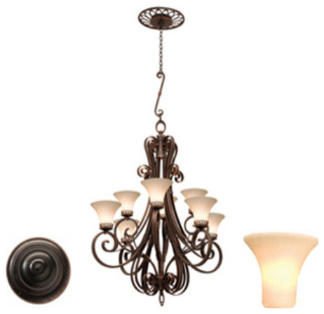Kalco 5188 for Mirabelle 8 Light Chandelier - Antique Copper with Stone 1576