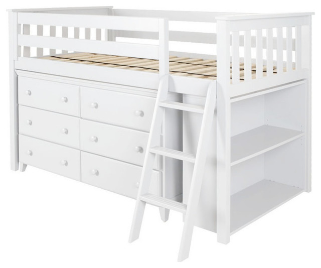 Chelsea Twin Low Loft Bed With Storage Transitional Kids Beds