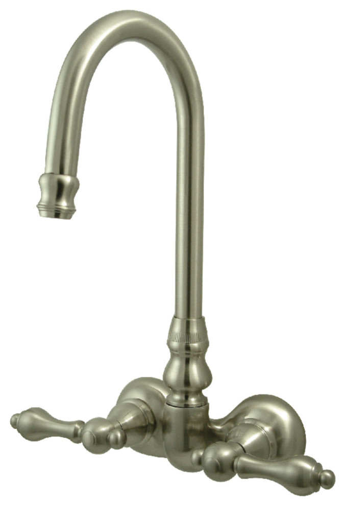 Kingston Brass 3-3/8" Wall Mount Tub Faucet, Brushed Nickel